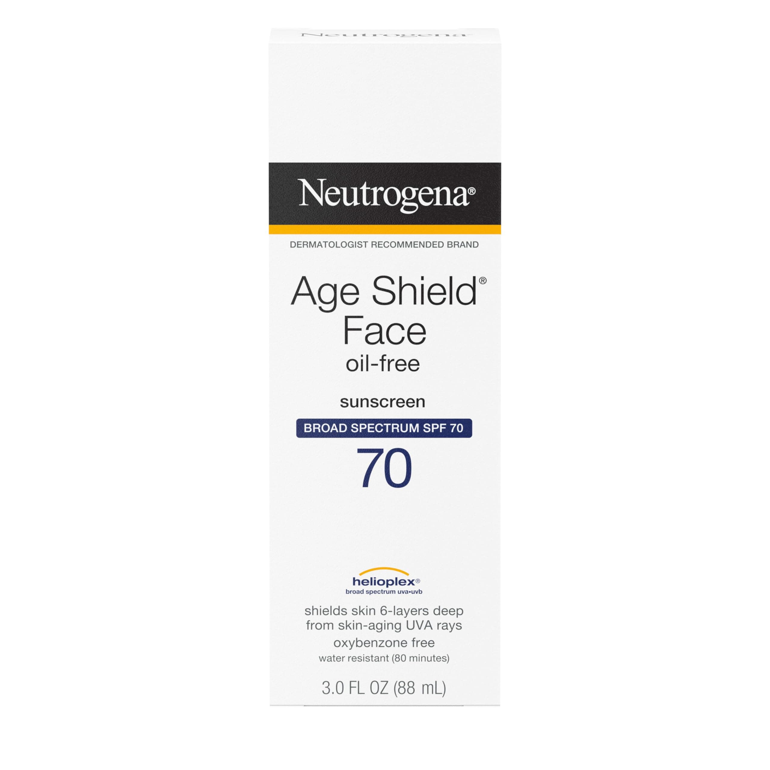 Neutrogena Age Shield Anti-Oxidant Face Lotion Sunscreen with Broad Spectrum SPF 70, Oil-Free & Non-Comedogenic Moisturizing Sunscreen to Prevent Signs of Aging, 3 fl. oz