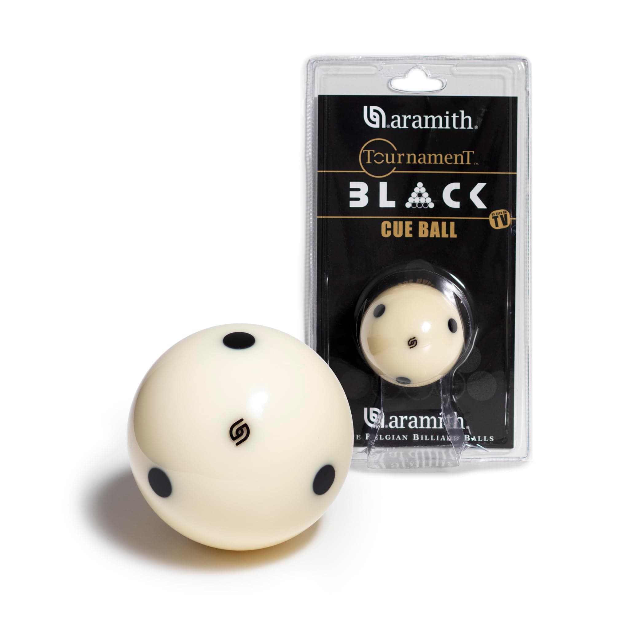Tournament Black Billiard Pool Cue Ball 2 1/4" 6 Black Dots in a blister