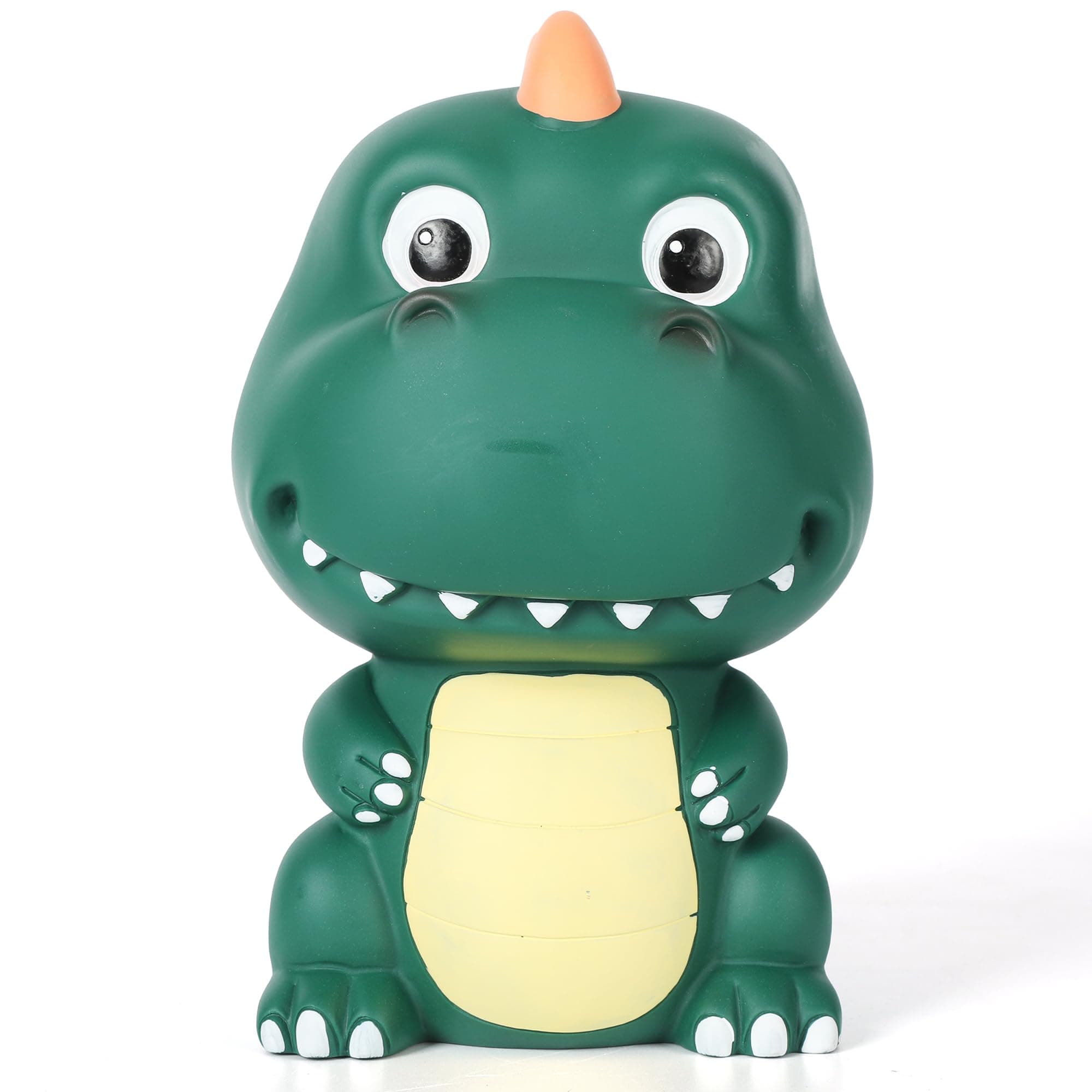 H&W Dinosaur Money Bank with Lovely Big Head, Shatterproof Tyrannosaurus Rex Piggy Bank, First Coin Bank, Best Christmas Birthday for Kids Boys Girls Home Decoration (Deep Green)