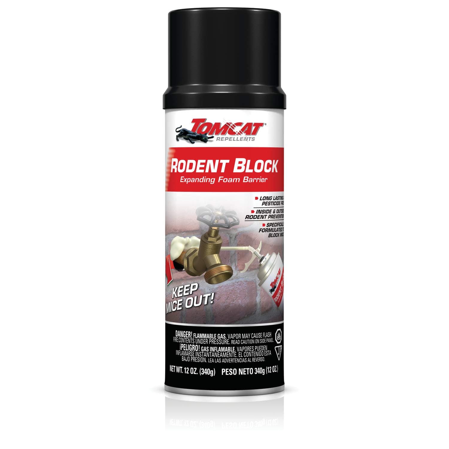 Tomcat Rodent Block Expanding Foam Barrier, Fills Gaps to Keep Mice from Entering The Home, 12 oz.