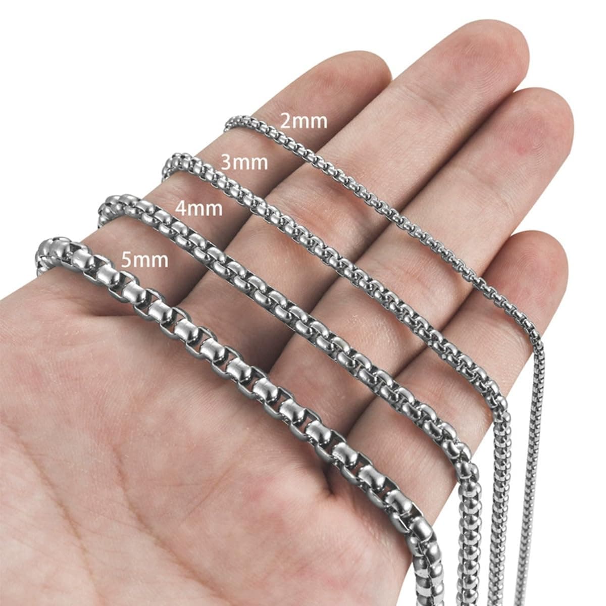 SANNYRA Silver Chain for Men, Stainless Steel Necklace Mens Chain, Dog Tag Silver Necklace for Pendant, 1-7mm 8-36inches Square Rolo Necklaces for Women