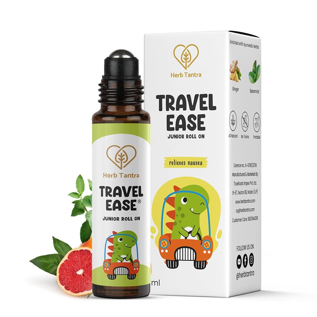 - Herb Tantra Travel Ease Motion Sickness Relief Junior Roll-On | Relieves Travel Sickness, Dizziness, Nausea, and Vomiting | 100% Pure & Nartural |Safe for Kids Aged 2 and Above |9ml Pack of 1