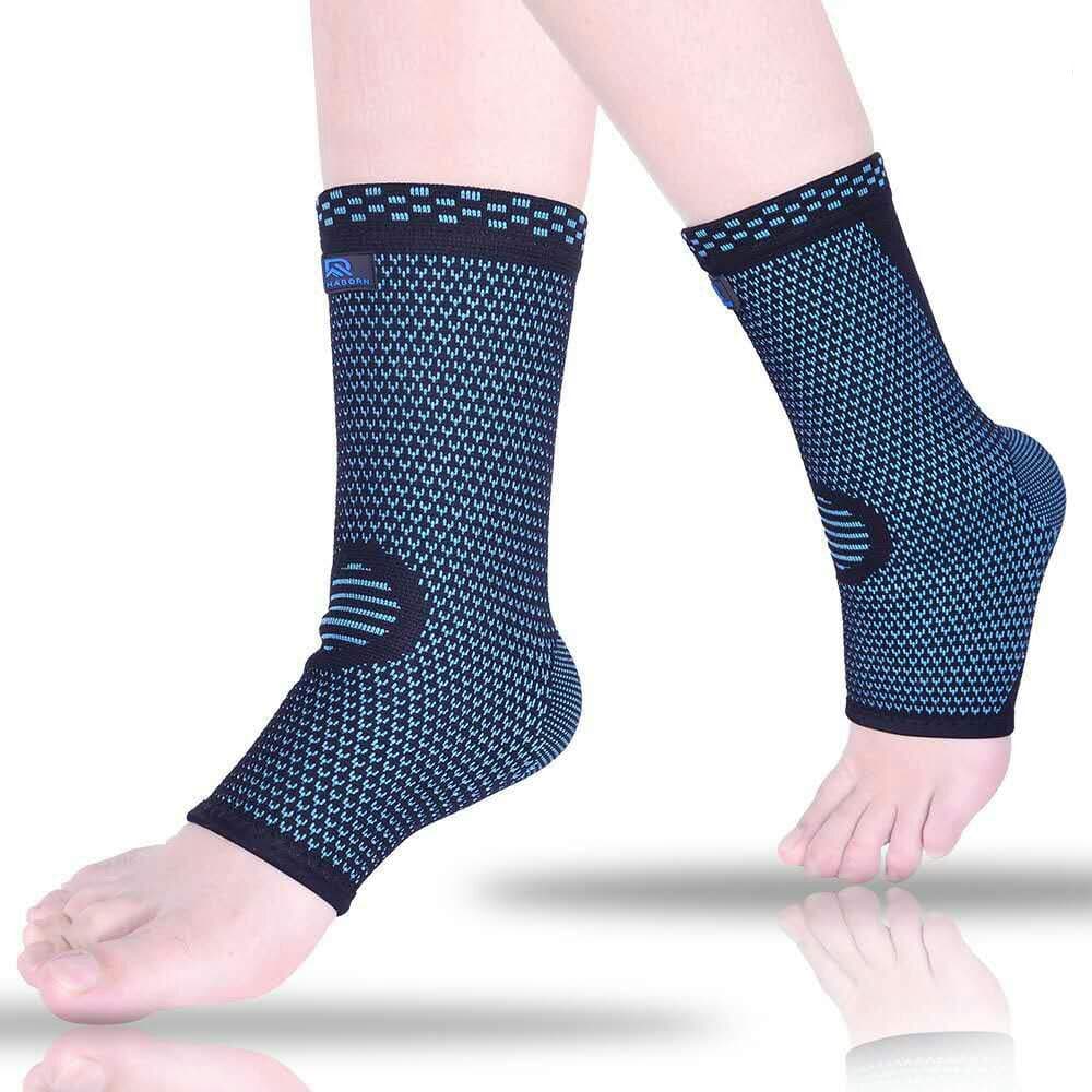 Ankle Brace Compression Sleeves for Sprain, Arthritis, Achilles Tendonitis, Heel Spurs, Plantar Fasciitis, Foot Socks with Arch Support Eases Swelling Joint Pain Relief 2 Count
