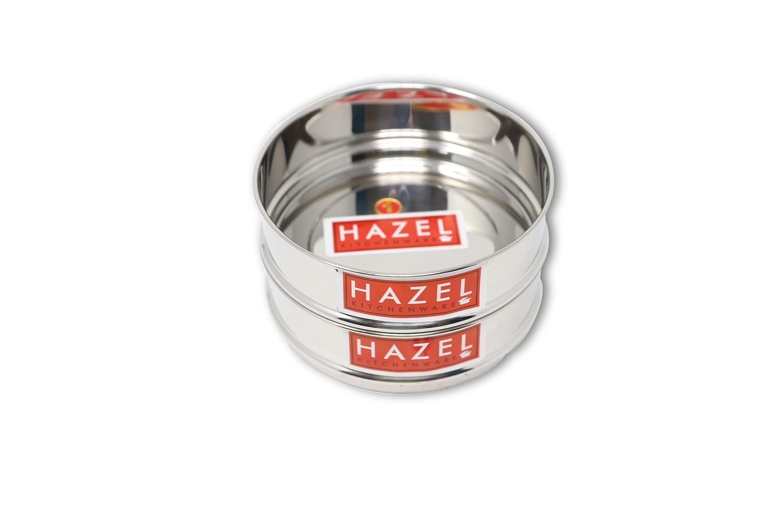HAZEL Cooker Container Vessel Set for 3 Litre Cooker | Glossy Finish Utensil Set Stainless Steel Dabba, Stackable Cooker Separator, Set of 2