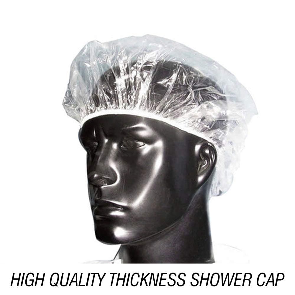 Disposable Plastic Shower Caps,Pack of 100 Individually Wrapped,Elastic Waterproof Clear Thickening Bath Cap For Women Spa,Home Use,Hotel and Hair Salon