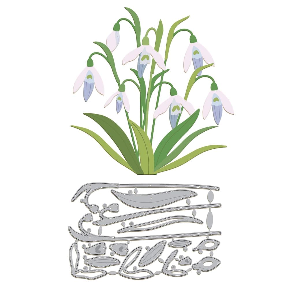 GLOBLELAND Snowdrop Flowers Cutting Dies for Card Making Metal Snowdrop Flowers Die Cuts Embossing Stencils Cutting Dies Template for Scrapbooking Journal Craft Decor