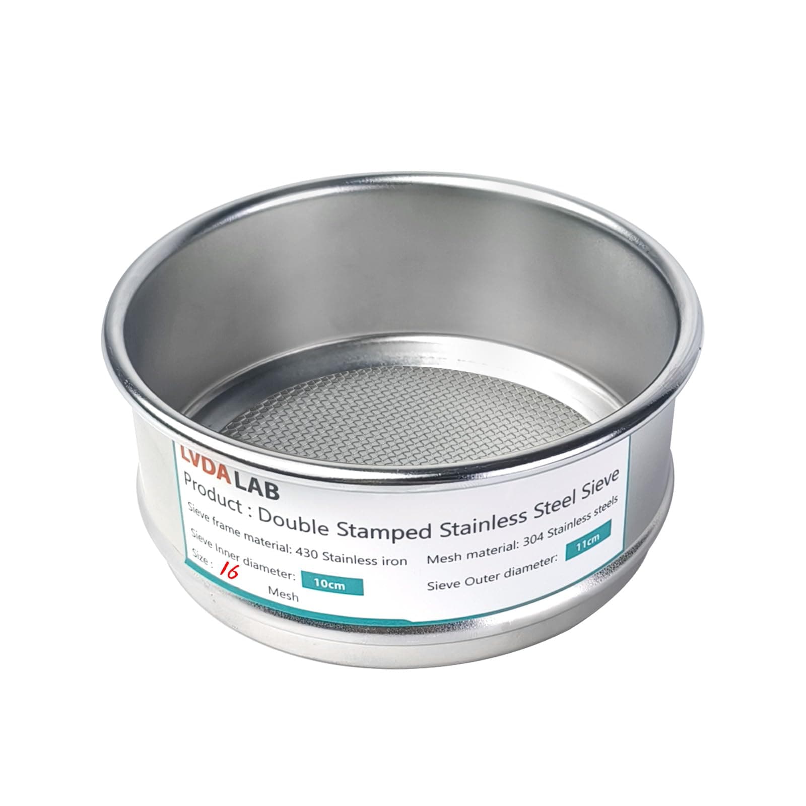 304 Stainless Steel Mesh Lab Sieve, 16 Mesh(1.18mm) Aperture Test Sieve, 4inch(10cm) Economy Standard Analysis Sample Test Sieves for Industrial Laboratory Homes