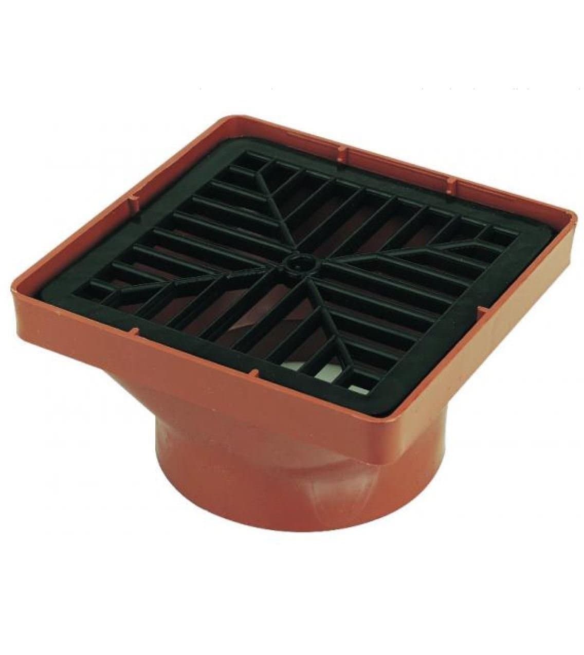 FLOPLAST Underground Drain 110mm Square Hopper & Grid