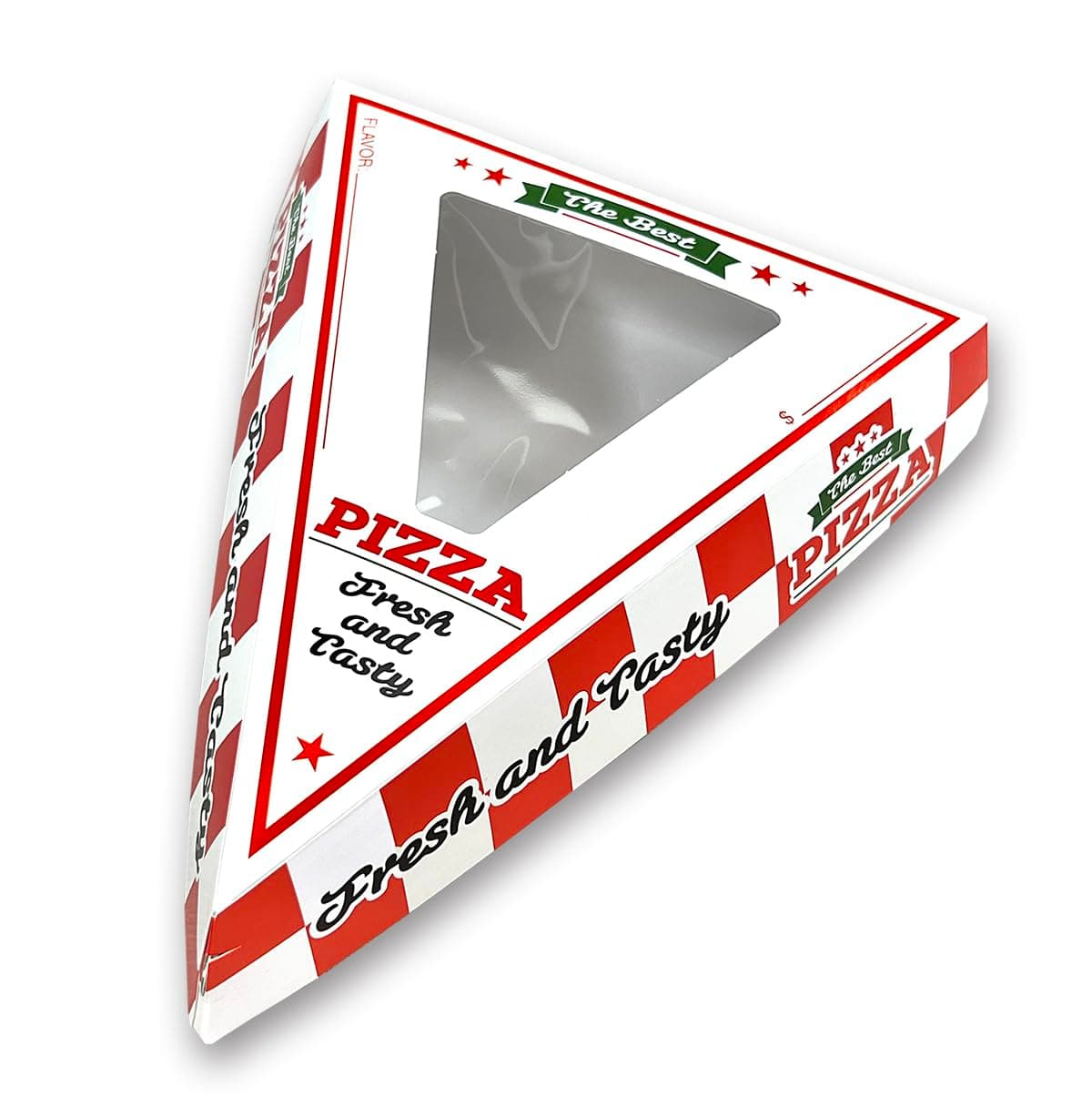 Individual Pizza Slice Box | Disposable with Clear Window | Easy Clamshell, Thick & Sturdy | Microwave & Freezer-safe | 200/Case (6" L x 7.5" W x 1.75" H)