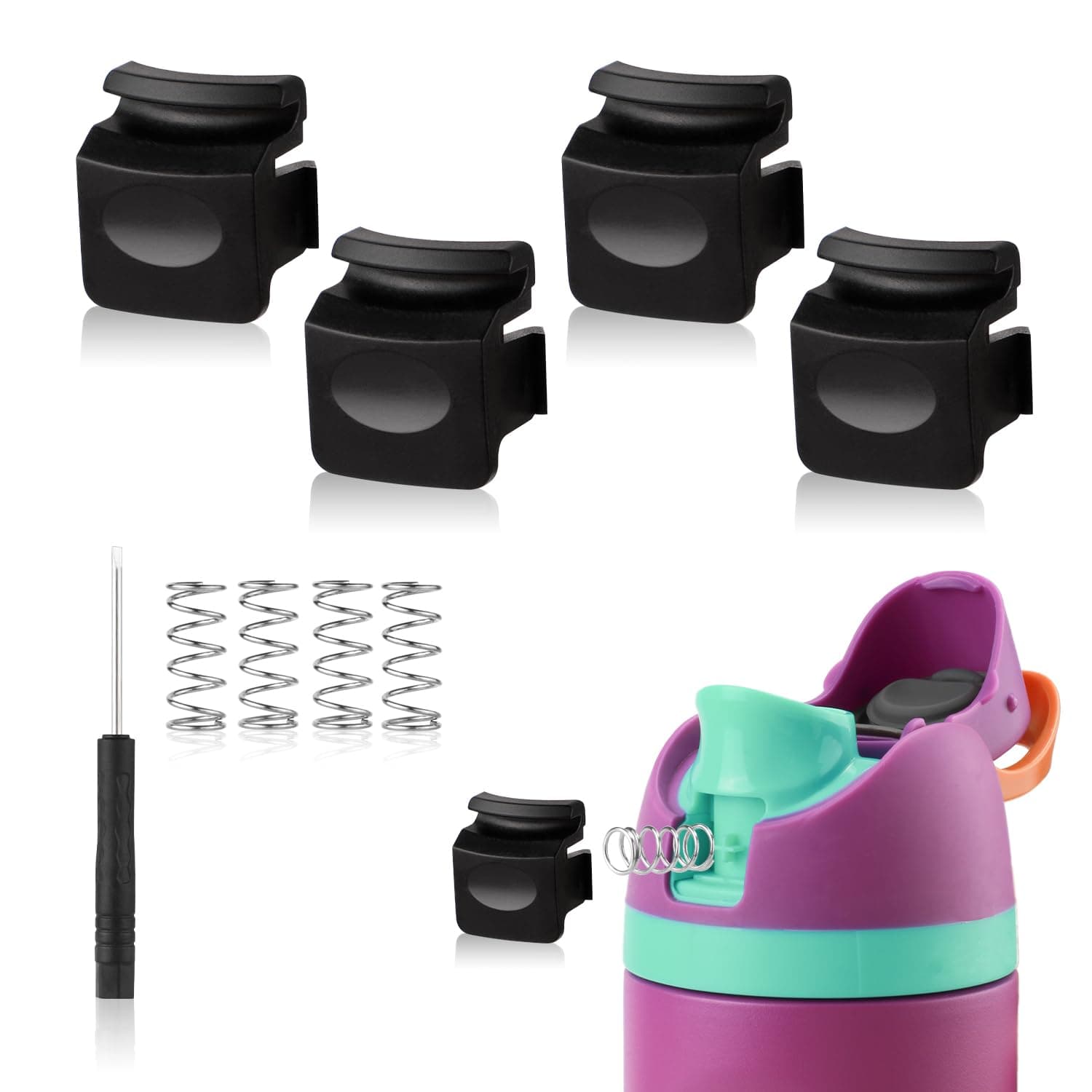 4pcs Replacement Button Compatible with Owala FreeSip 24oz 32oz, BPA-Free Water Bottle Lid Mouth Push Switch Top Cap Seal Stopper Replacement Parts for Owala 19/24/32/40oz Accessories