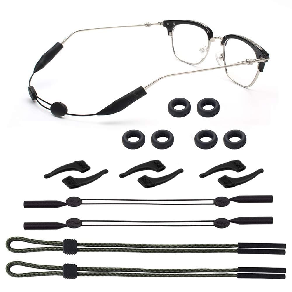 4 Pack Adjustable Eyeglass Strap, Sports Sunglass Holder Strap, No Tail Sunglass Strap Eyewear String Holder Eyewear Retainer for Your Sunglasses with Anti-slip Hooks