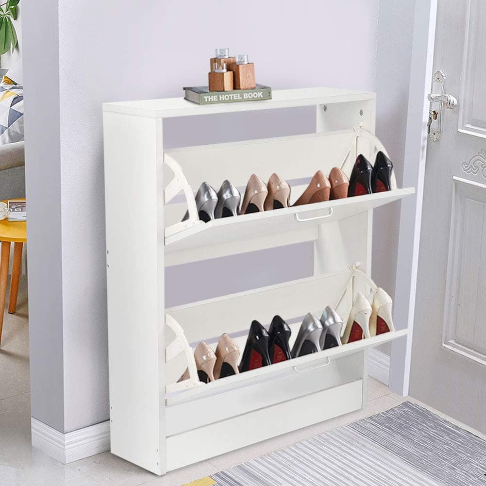 YXZQ Shelf, Shoe Racks,2 Tier Shoe Shoe Cabinet with Drawer Storage Cupboard Shoe Organiser Footwear Stand Rack for Home Hallway Living Room Bedroom