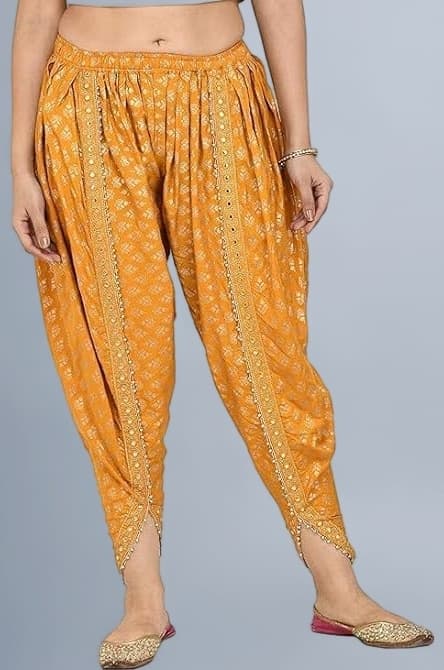 Printed Rayon Dhoti Pant for Women Ethnic Bottom Wear for Women's Bottom Pants for Girls Harem Pants (28 Till 34) Mustard