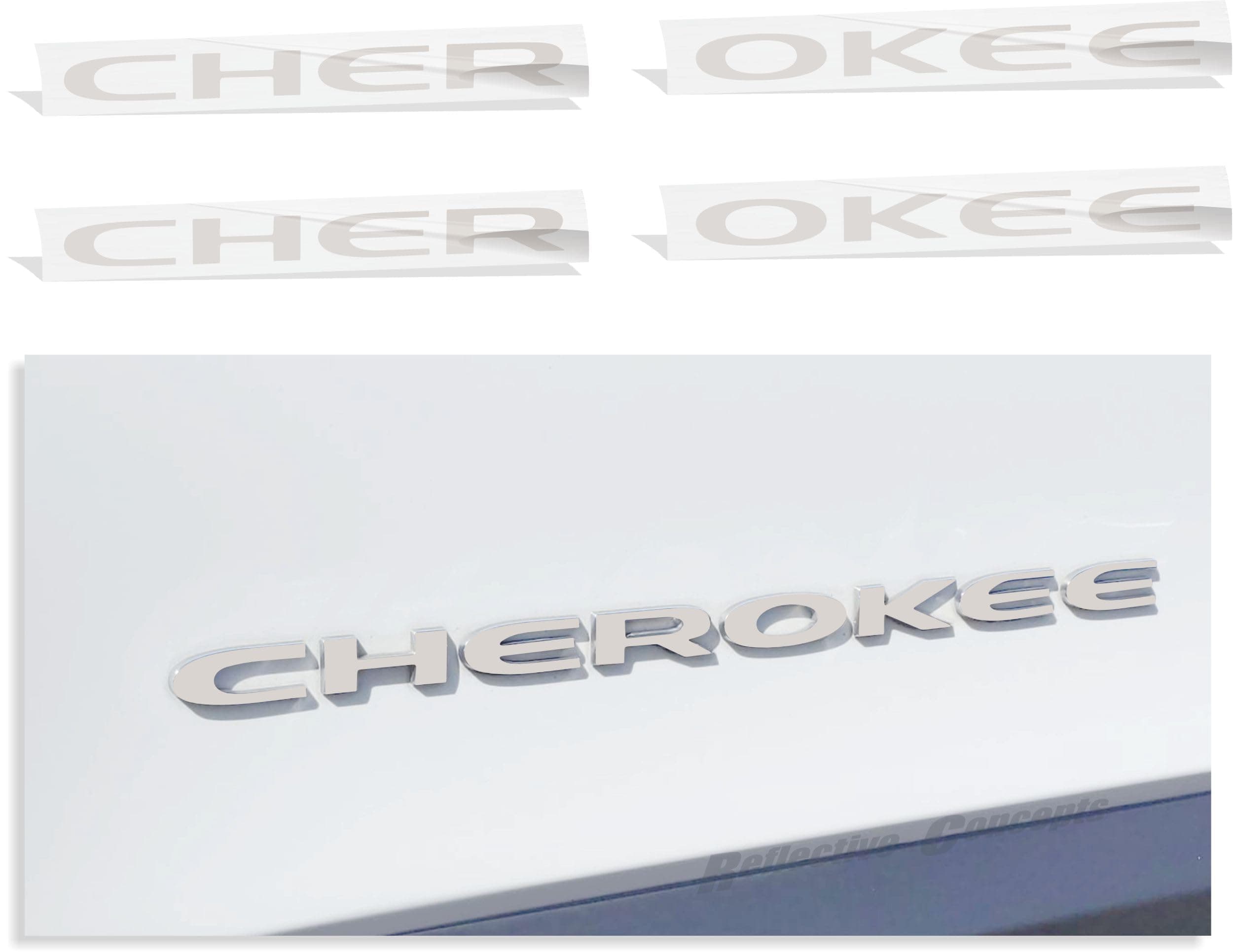 Reflective Concepts Cherokee Door Emblem Overlay Decal Stickers - Fits: 2014-2023 Jeep Cherokee - (Color: Reflective Light Silver)