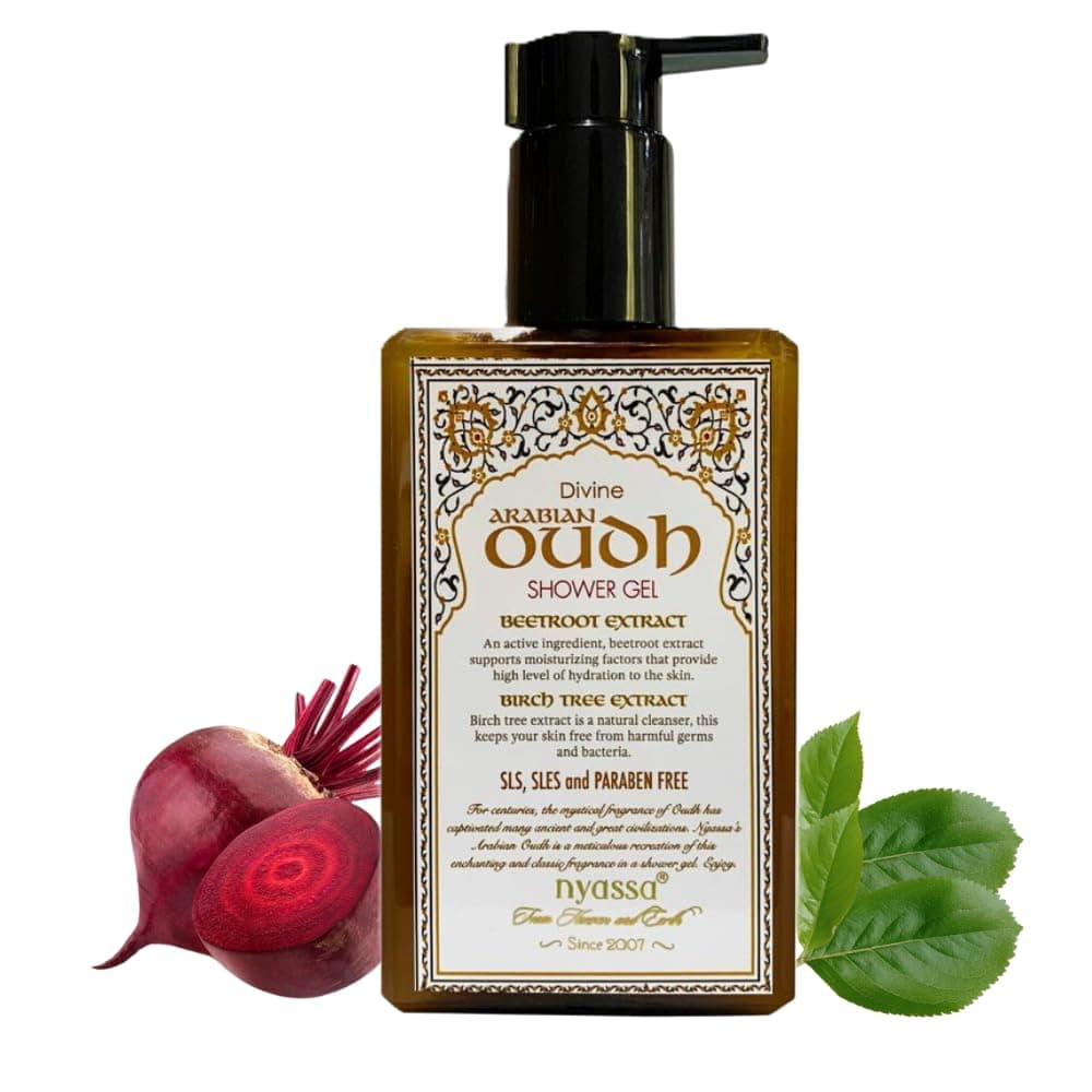 Nyassa Arabian Oudh Shower Gel-215ml| Birch Tree Beetroot extracts Body Wash |Natural Woody fragrance|No Parabens,Sulphates & Cruelty Free (215ml)