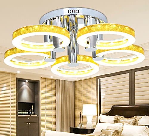 Modern LED Chandelier Ceiling Light with 5 Head Ceiling Lamp for Dining Room Kitchen and Living Room (Yellow)
