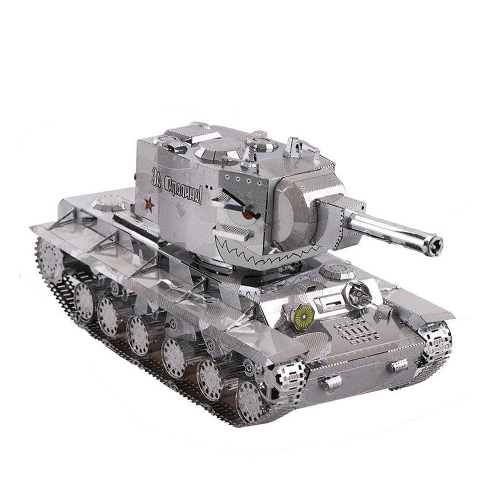 MU 3D Metal Puzzle World War II Russia KV-2 Tank Assemble Model Kits DIY 3D Laser Cut Jigsaw Toy YM-N022
