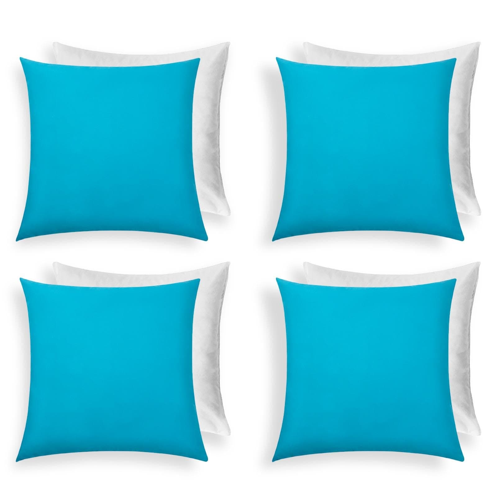 Brentfords Outdoor Filled Cushions With Covers Included, Outdoor Garden Furniture Pillows Super Soft Comfy Cushion Pads with Covers 4 Pack, Sea Blue-45x45cm