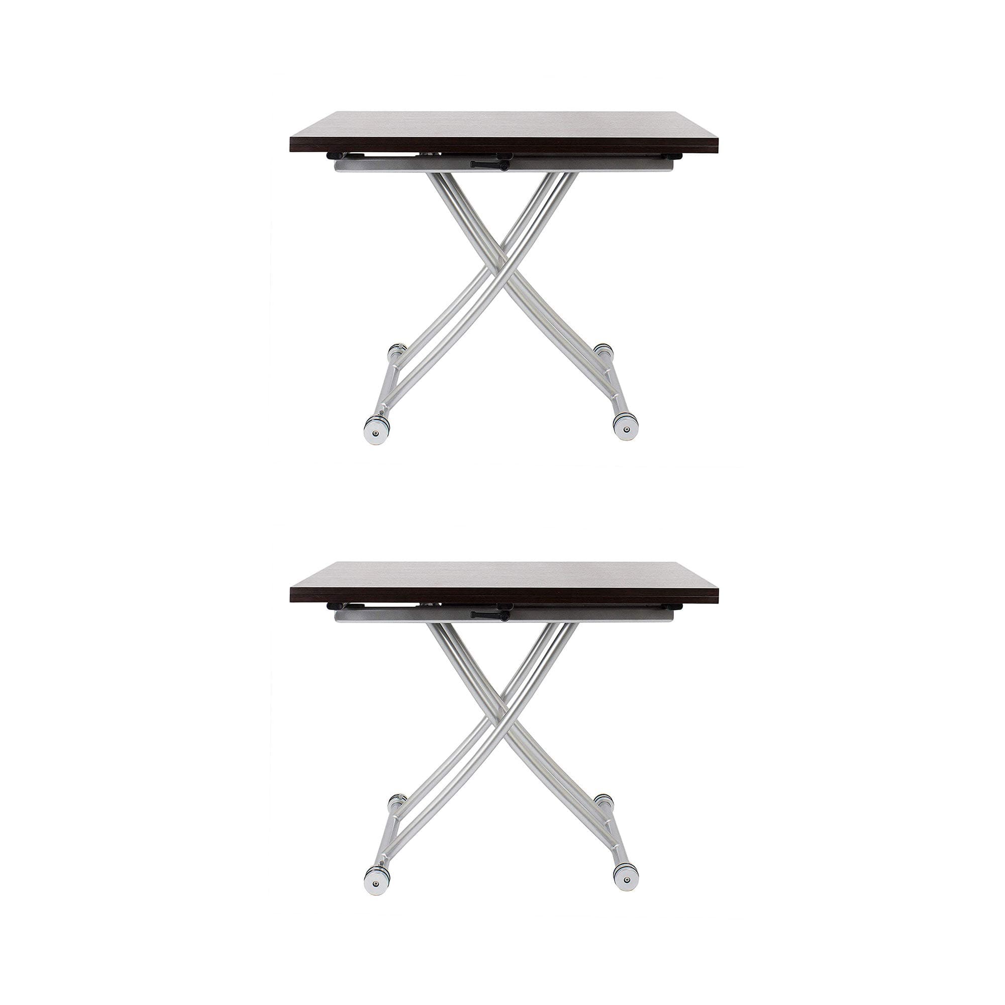 SpaceMaster Transforming Adjustable Foldable Coffee Dining Table Walnut (2 Pack)