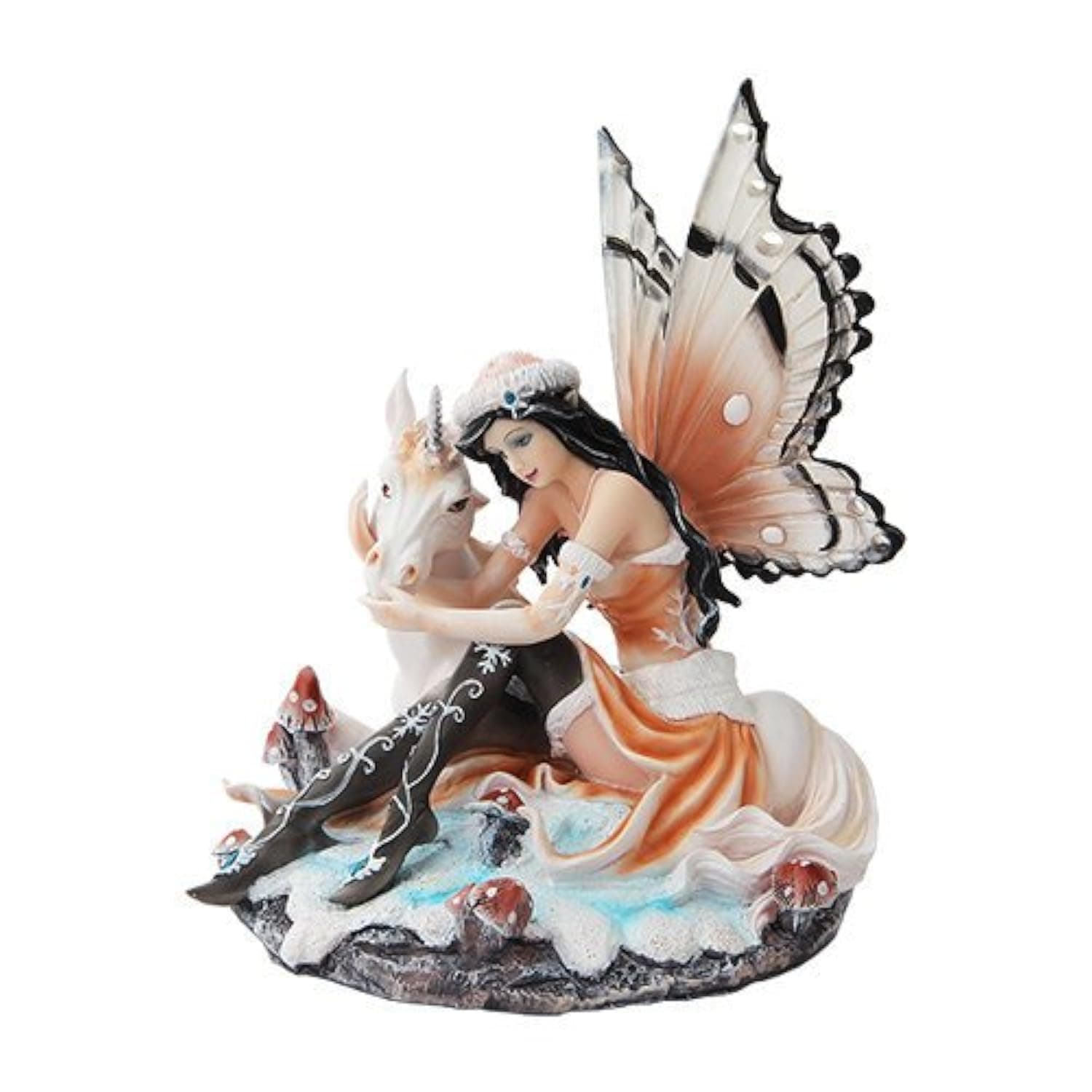 PTC 7.5 Inch Butterfly Winged Fairy with Magical Unicorn Statue Figurine