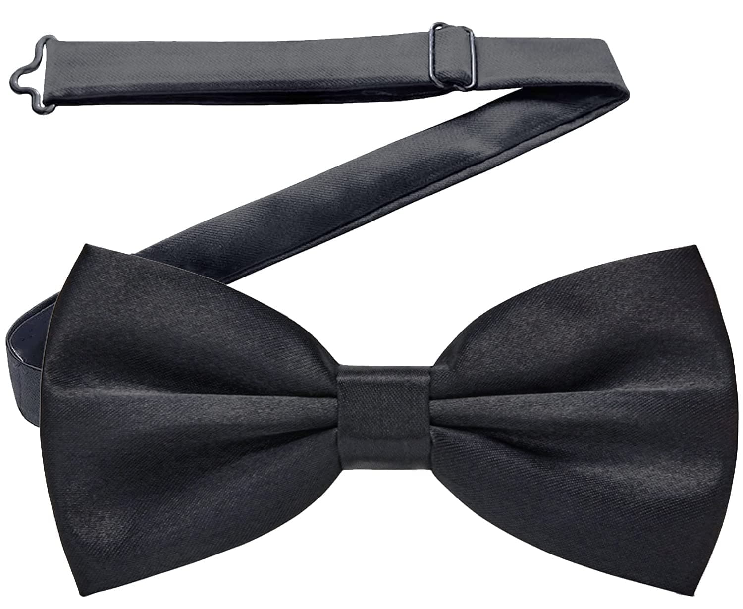 Adjustable Black Bow Tie for Men - Classic Pre-Tied Satin Bowtie for Tux, Formal Party, Wedding