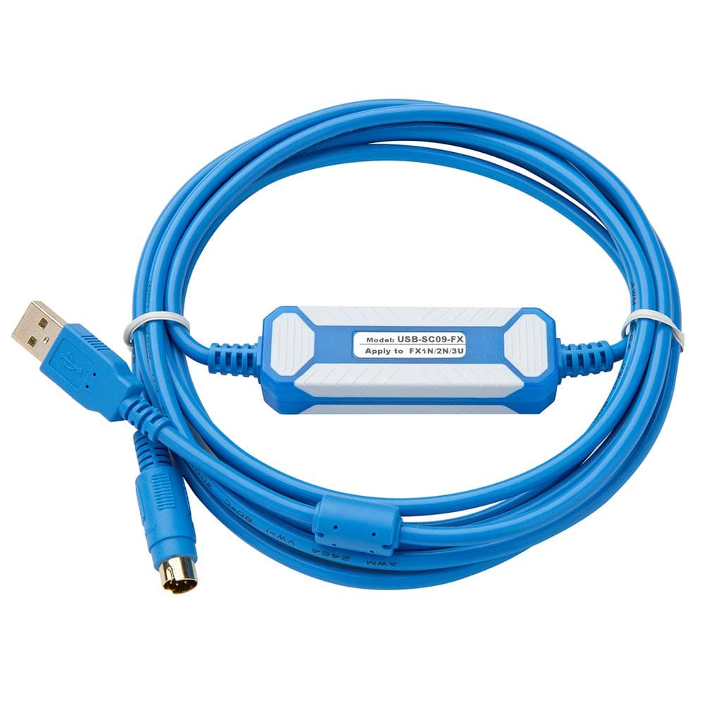 AMSAMOTION USB-SC09-FX FX-USB-AW for Mitsubishi FX1N FX2N FX1S FX3U Series PLC Programming Cable Data Download Cable (Gold Plated Type)