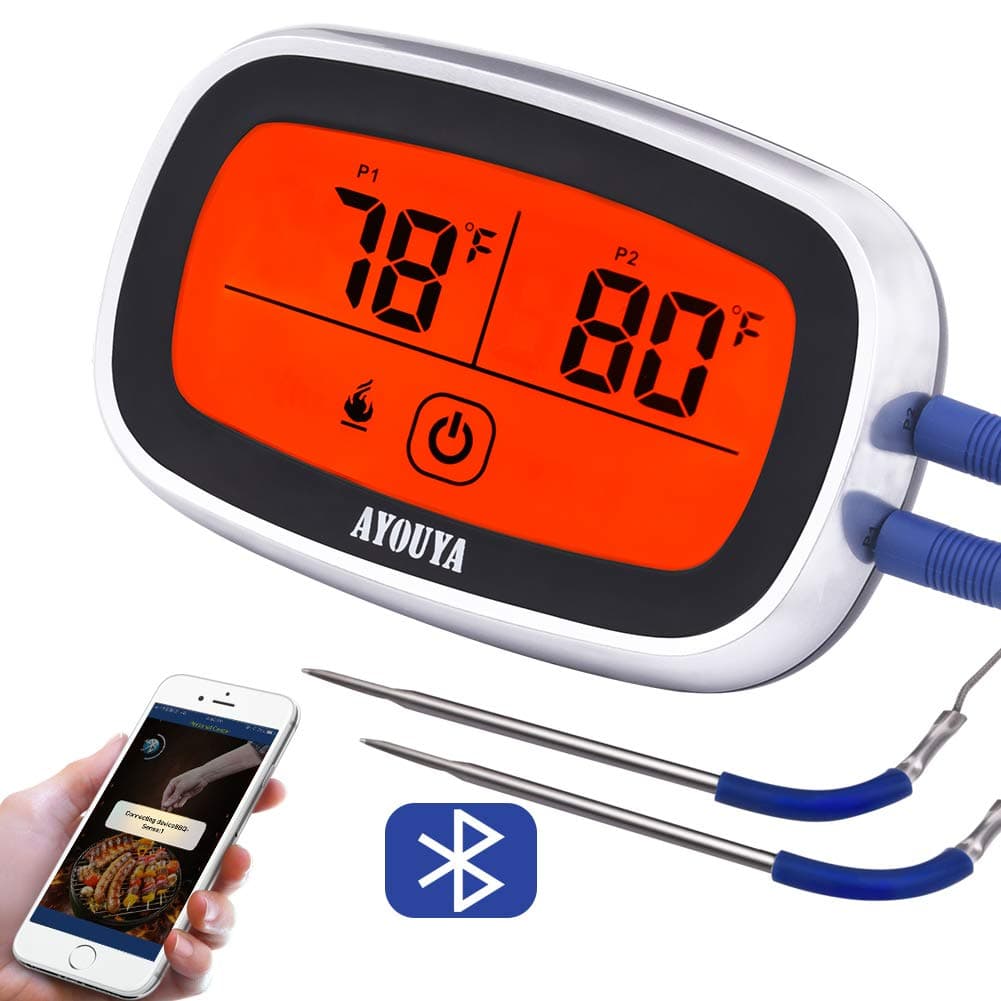 Meat Thermometer Digital Thermometer Bluetooth Wireless Dual Probe APP Control, Kitchen Cooking Thermometer with Instant Read, Long Probe, Best for Food, Meat, Grill, BBQ, Milk, and Water