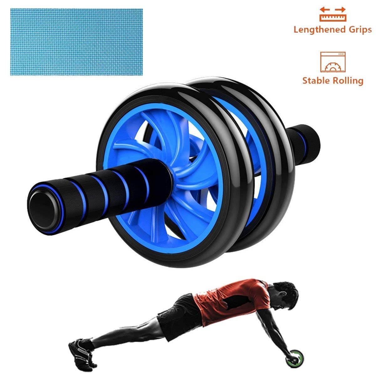 ACTIFIT Double Fitness Room Ab Wheel Roller with Knee Pad for Abdominal Exercise