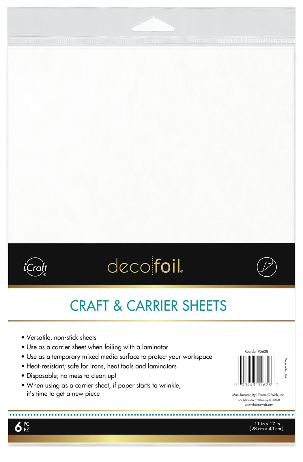 Deco Foil Craft & Carrier Sheets, 11" x 17", 6 Sheets per Pack