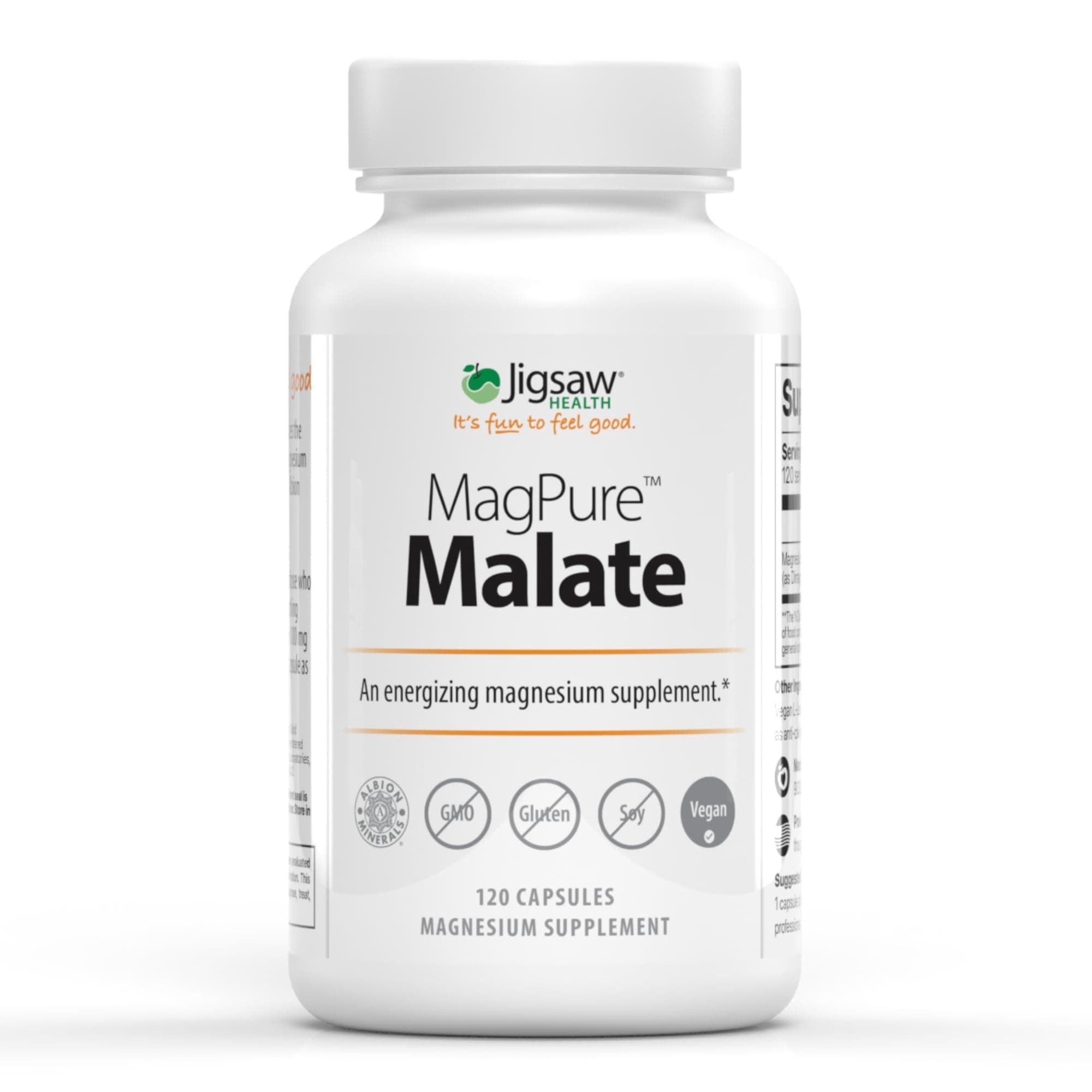 Jigsaw Health MagPure Malate | Premium Magnesium Malate Capsules | 120 Servings
