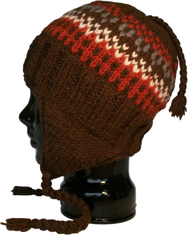 Authentic Soul Chocolate Brown Knit Wool Beanie Earflap Sherpa Hat Mens Womens