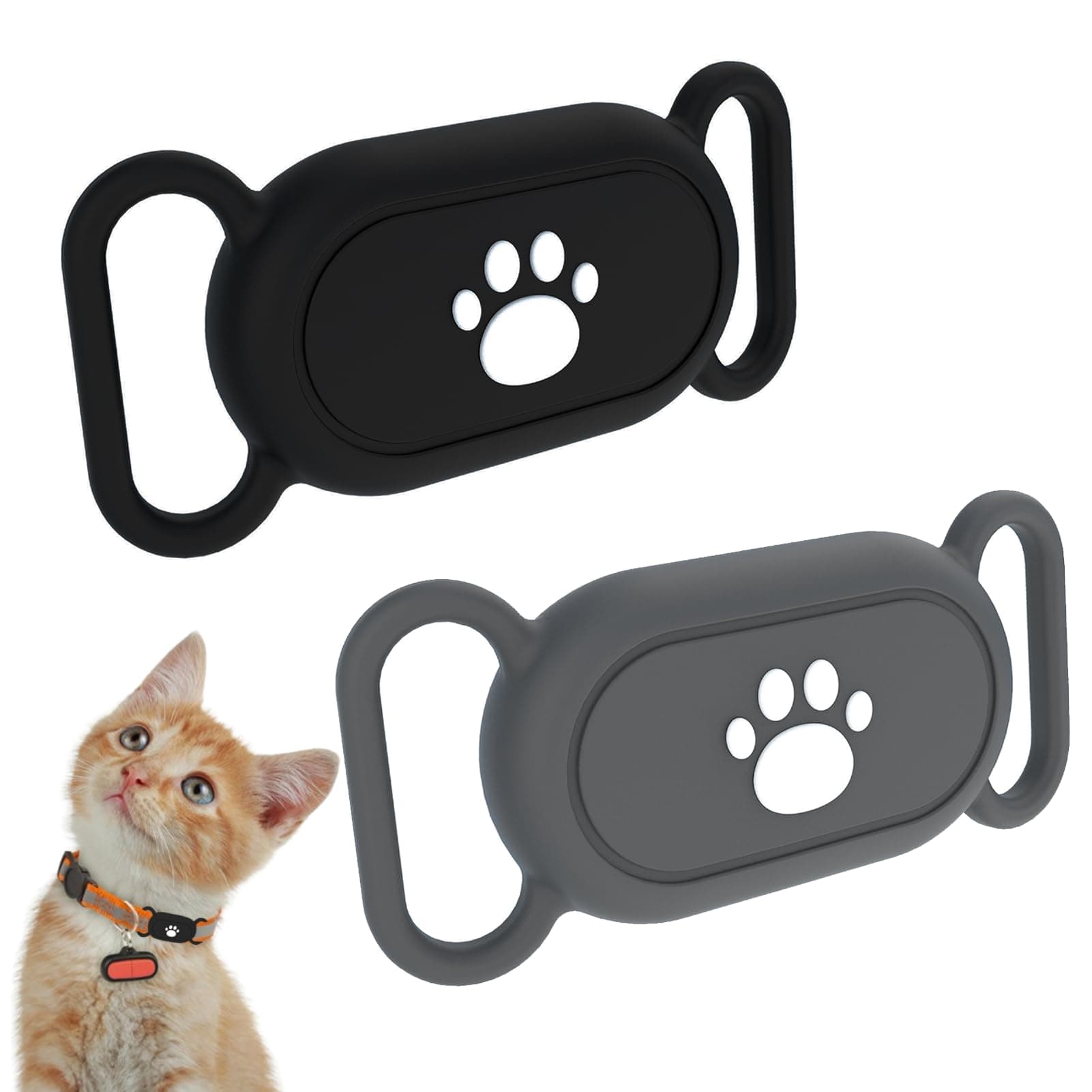 2 Pcs Dog Collar Holder for Samsung Smart Tag 2 Collar Case for Samsung Galaxy Smart Tag 2 Protective Case for Samsung Smart Tag 2 Cases Collars Holder Accessory (Black, Grey)
