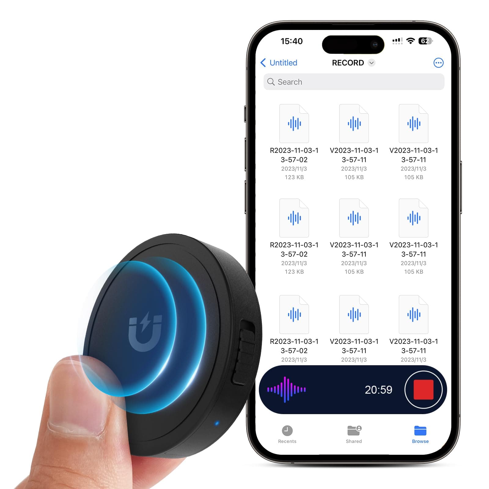 132G (9800 Hour) Voice Activated Recorder - AI-Intelligent Triple Noise Reduction, Portable USB-C Audio Recorder for Work, Lectures, Meetings