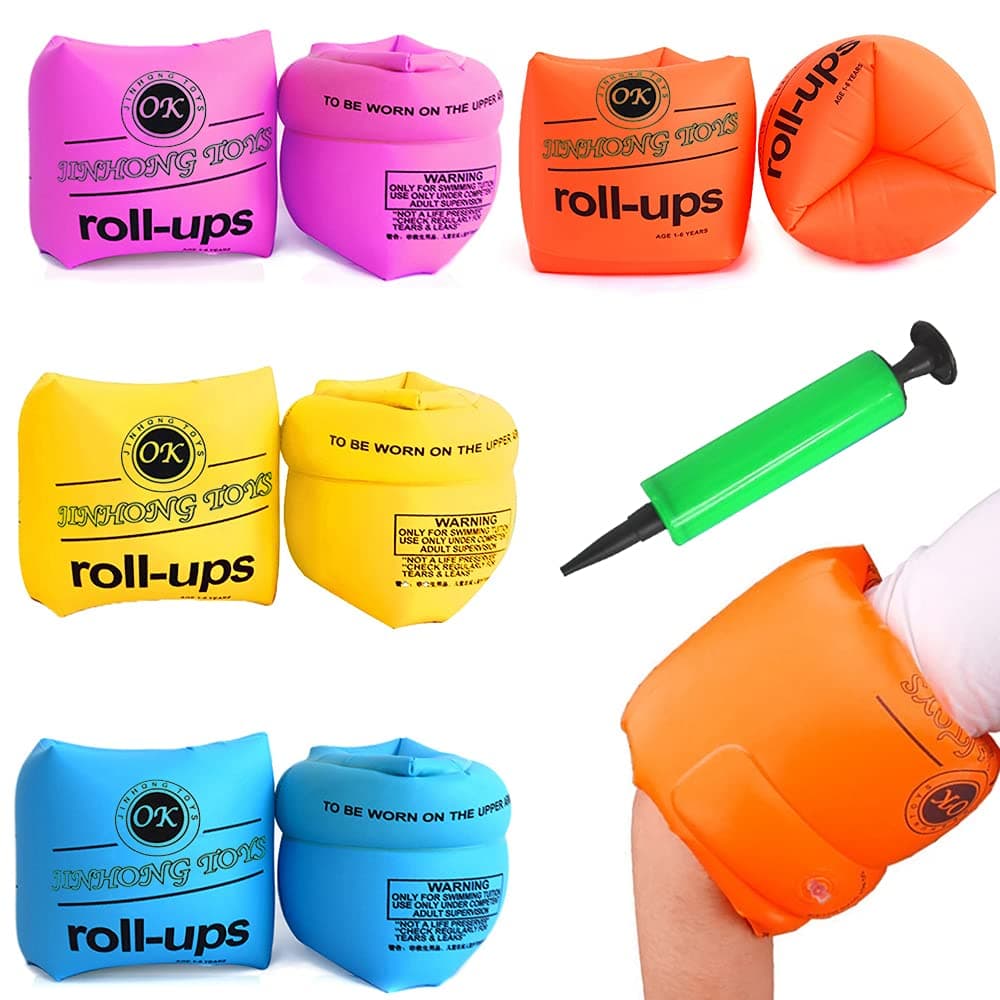 QICI 9 Pack Arm Float Rings Inflatable Sleeves,PVC Arm Floaties Inflatable Swim Arm Bands Floater Sleeves Swimming Rings