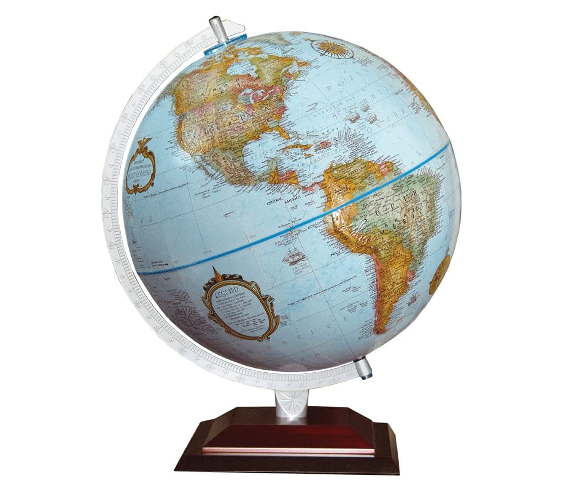 Replogle Aragon Globe, 12" Desktop World Globe, Raised Relief, Up-to-date Cartography, Smart Intelli-enabled World Map, Made in the USA, Blue