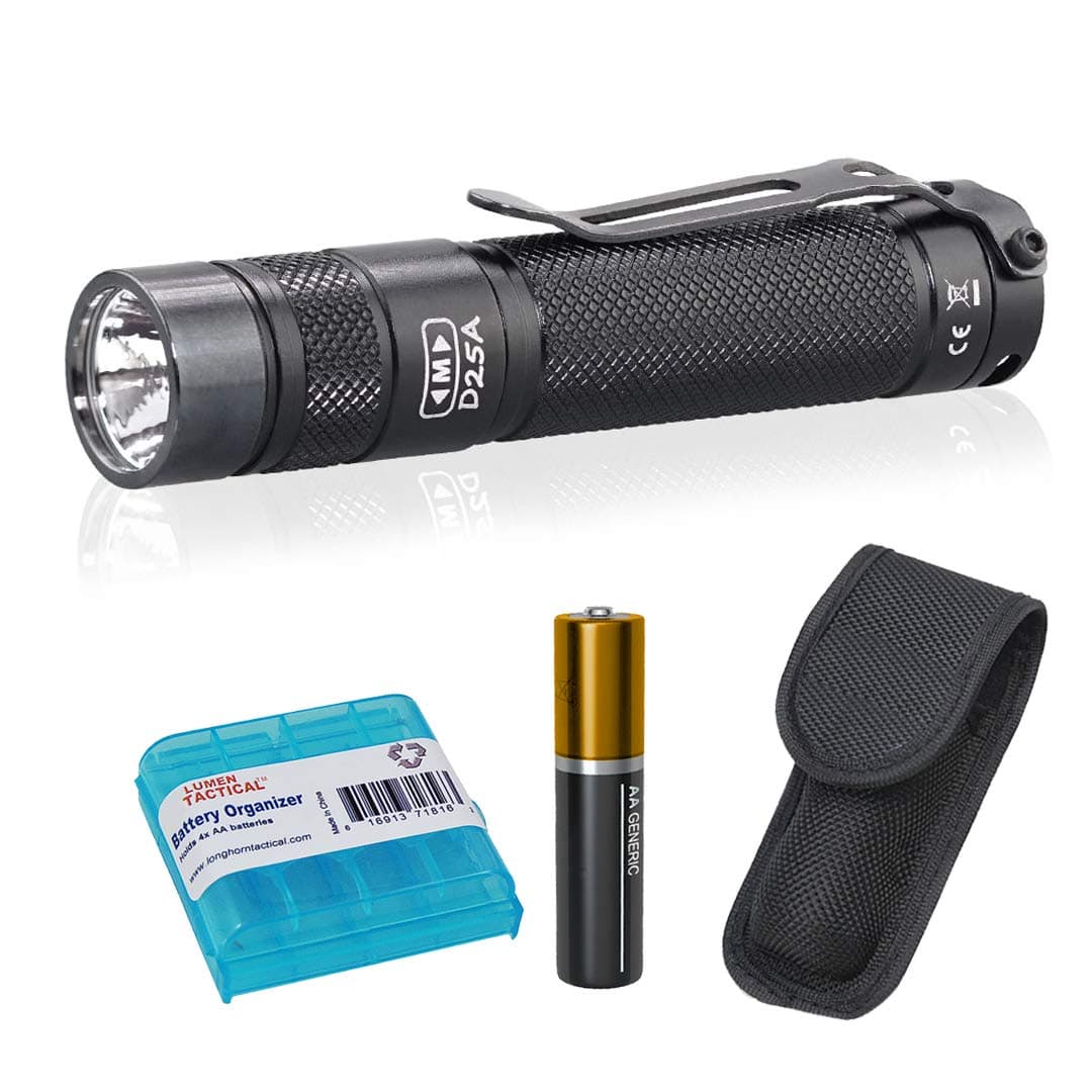 Eagletac D25A Clicky MKII 405 LED Lumen (286 ANSI Lumen) EDC Pocket Flashlight with AA Battery and LumenTac Organizer, Cool White