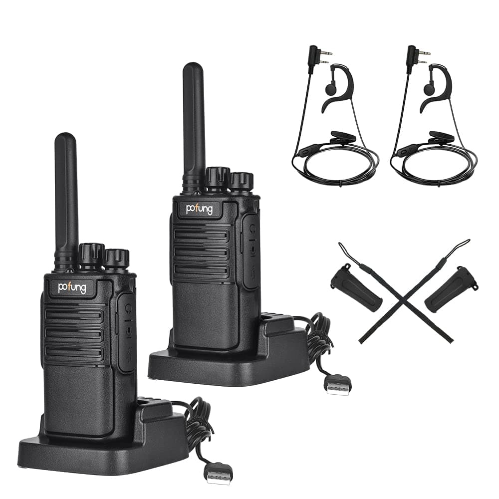 Pofung Walkie Talkie Long Range walkie talkies for adults work and kids play two way radios With LED Light &Earpieces(2 pack)