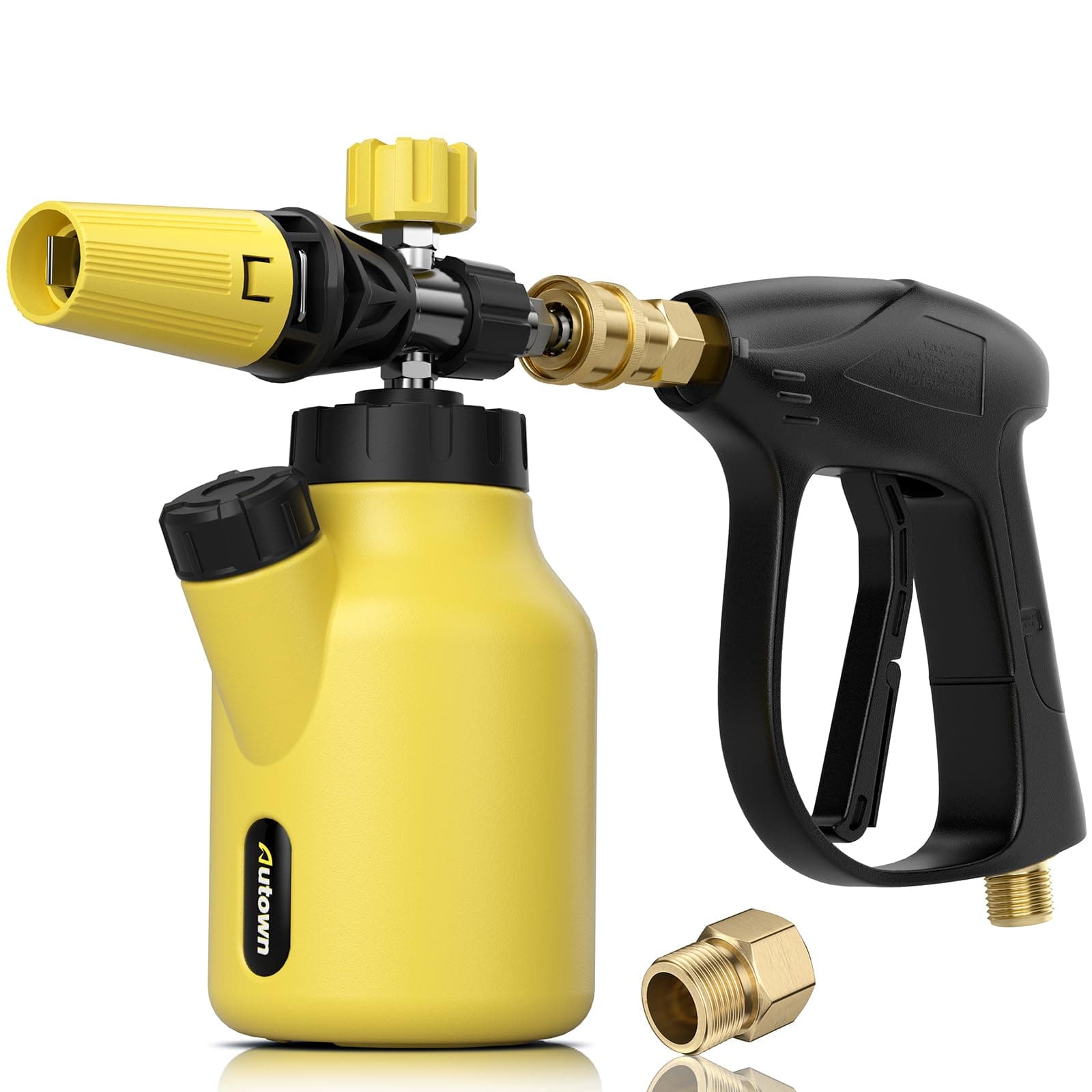 AUTOWNFoam Cannon with Pressure Washer Gun, Car Wash Foam Gun Kit with 1/4 Inch Quick Connector,Foam Cannon for Pressure Washer and M22 Inlet Connector, 1 Liter