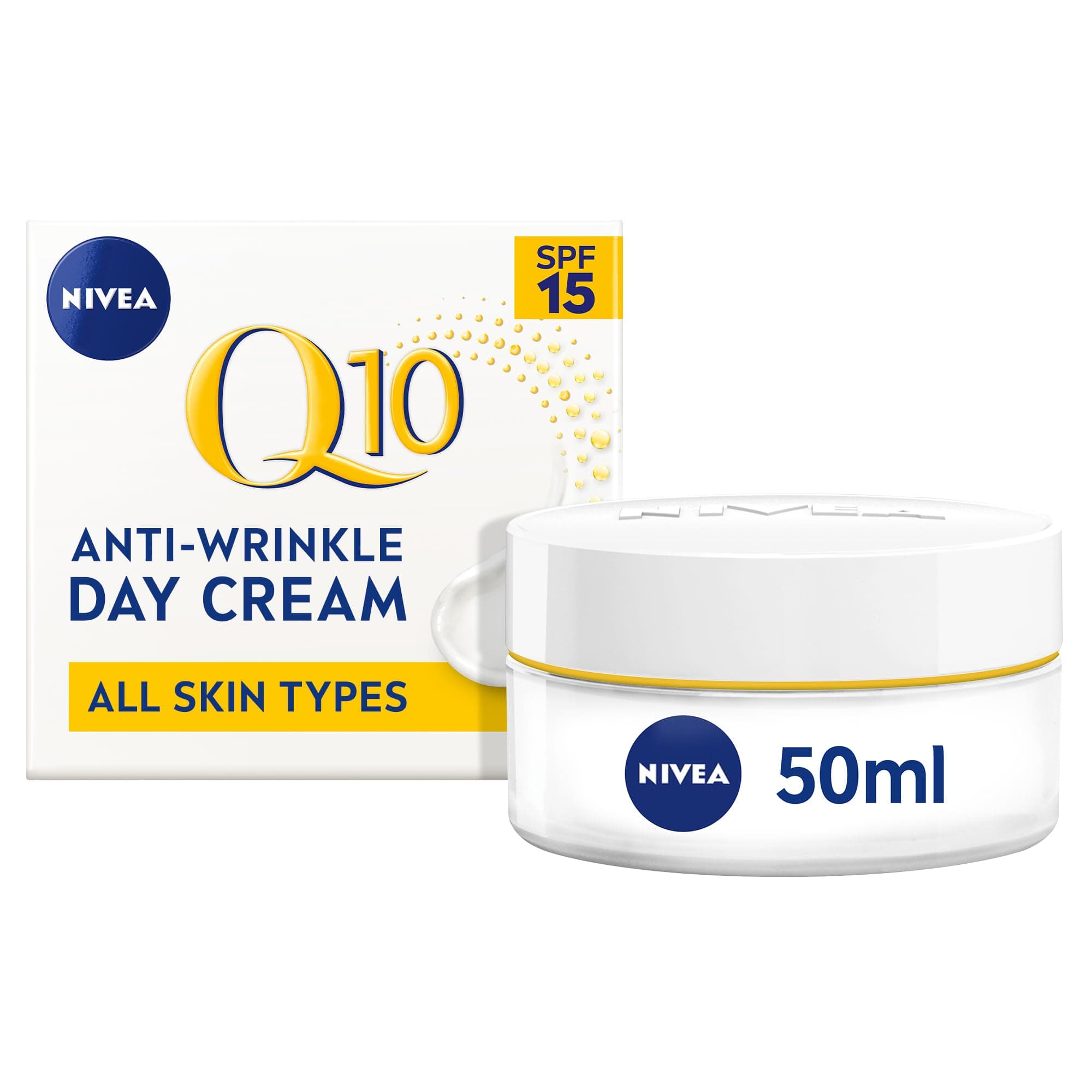 NIVEA Q10 Power Anti-Wrinkle + Firming Age Spot Day Cream SPF15 (50ml), Anti Ageing Cream + Creatine & Q10, Moisturiser for Women, Reduce Appearance of Wrinkles