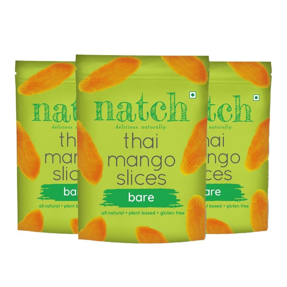 Natch Dried Thai Mango Slices, Healthy Snakcs 100% All Natural, Vegan, Gluten Free, No Artificial Preservatives, Trans Fat Free, Rich in Antioxidants, Bare Flavour, 150gm each (Pack of 3)
