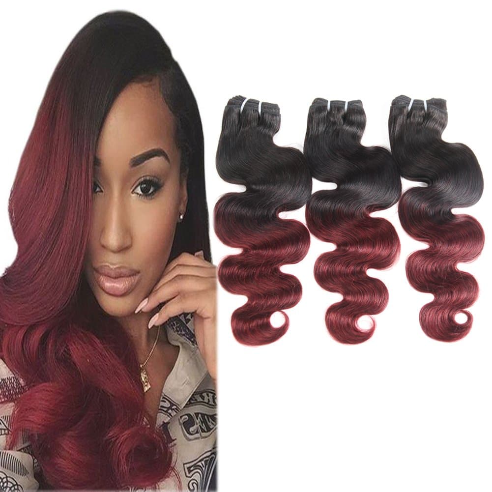 Huarisi 1b/99j Weave Human Hair Body Wave Bundles Ombre Brazilian Virgin Hair Two Tone 300g 10 12 14 Inches for Women