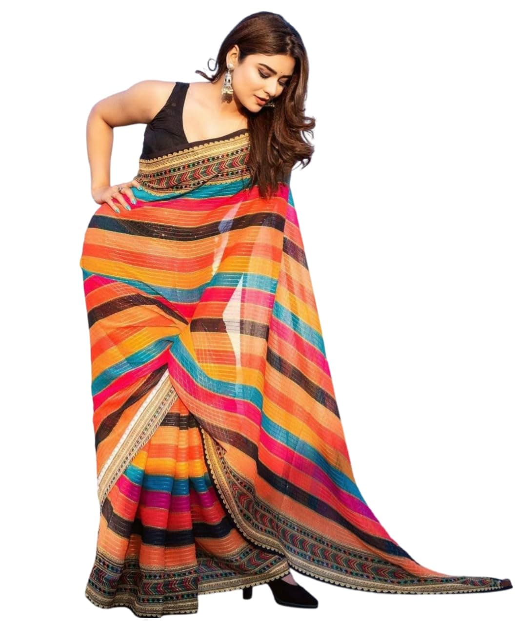 Alia bhatt Saree Rocky aur rani movie saree celebraty inspired sari Bollywood partywear Georgette Printed saree