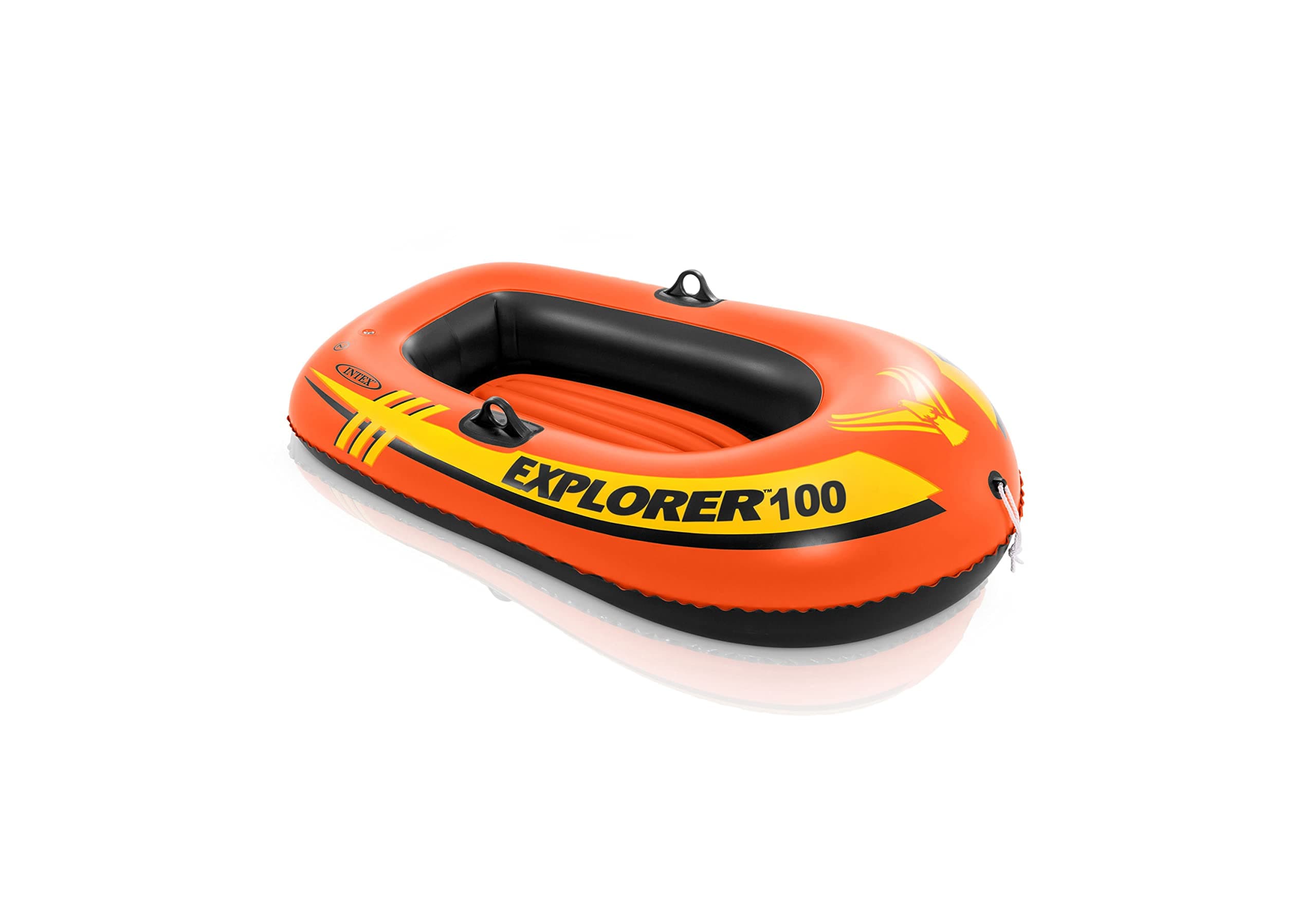 INTEX Explorer Inflatable Boat Series: Dual Air Chambers – Welded Oar Locks – Grab Handles – Bow Rope – Sporty Design