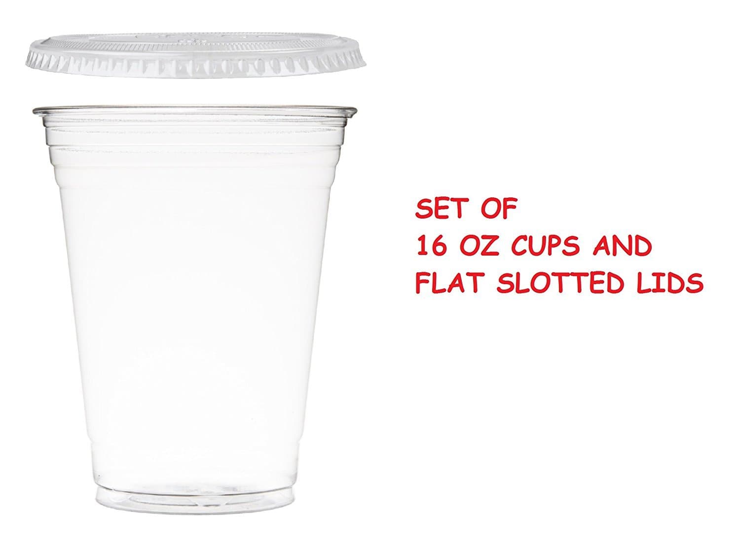 Ultra Clear 16 Oz Hard Plastic Cups with Flat Lids for Smoothie, 50 Sets