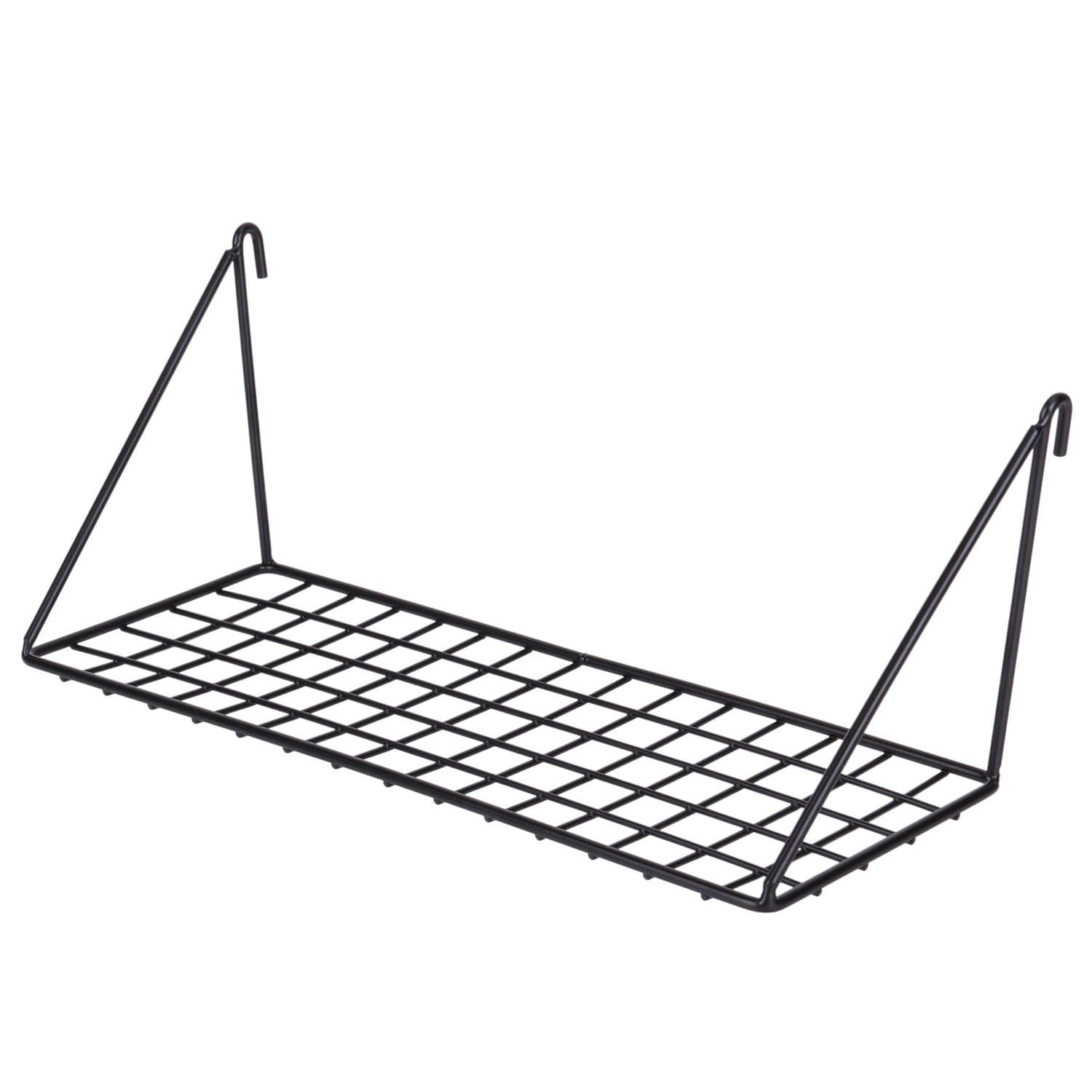 Kaforise Hanging Straight Shelf for Wire Wall Grid Panel, Small Wire Wall Organizer and Display Shelf, Size 11.8" X 4.3",Black Painted