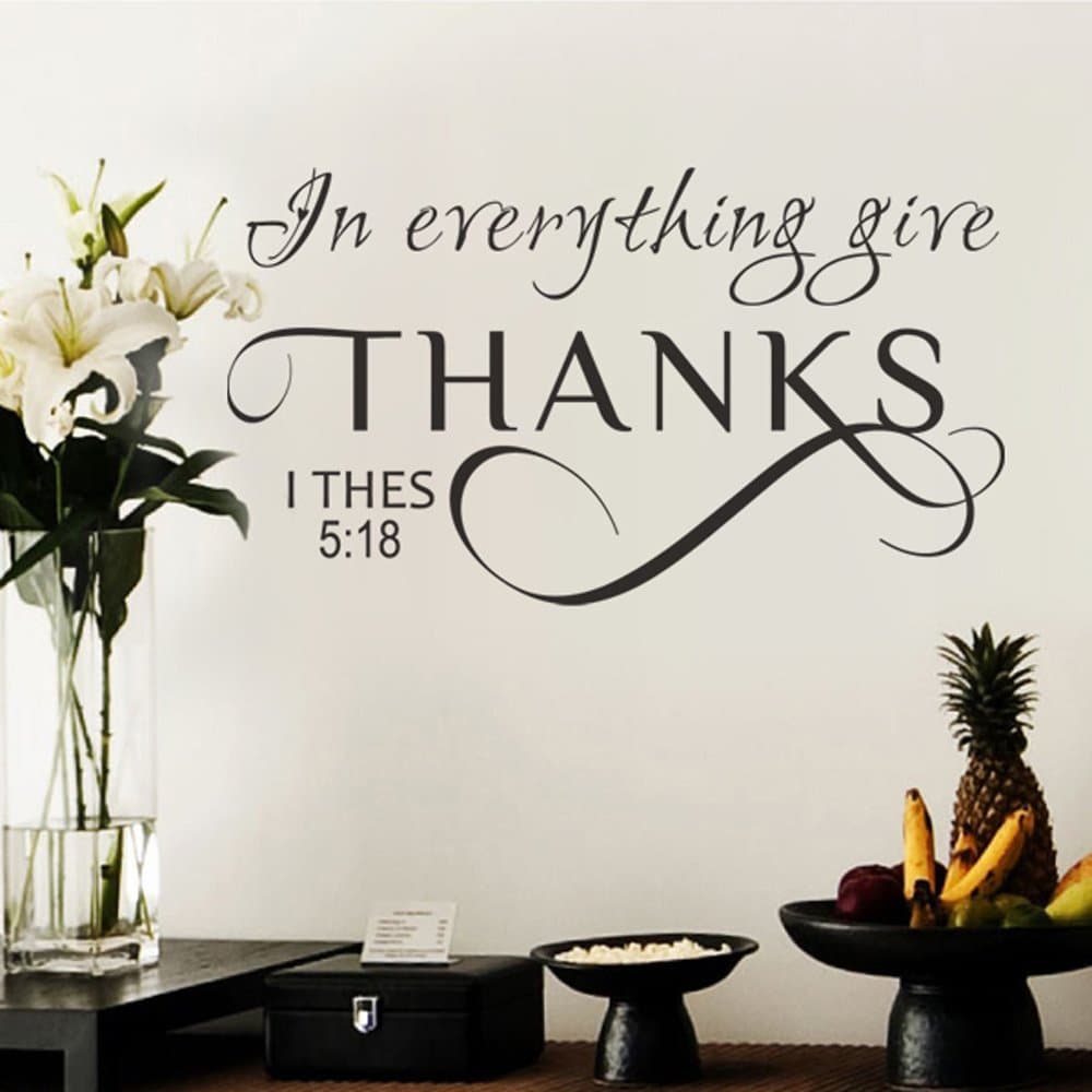 New Vinyl Wall Decal - in Everything give Thanks - Bible Verse Lettering Art Design (Dark Brown, Small)