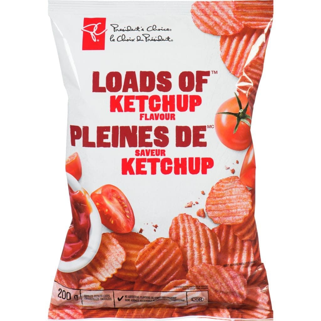 President's Choice Loads of Ketchup Flavour Chips 2 x 200g/7.1 oz
