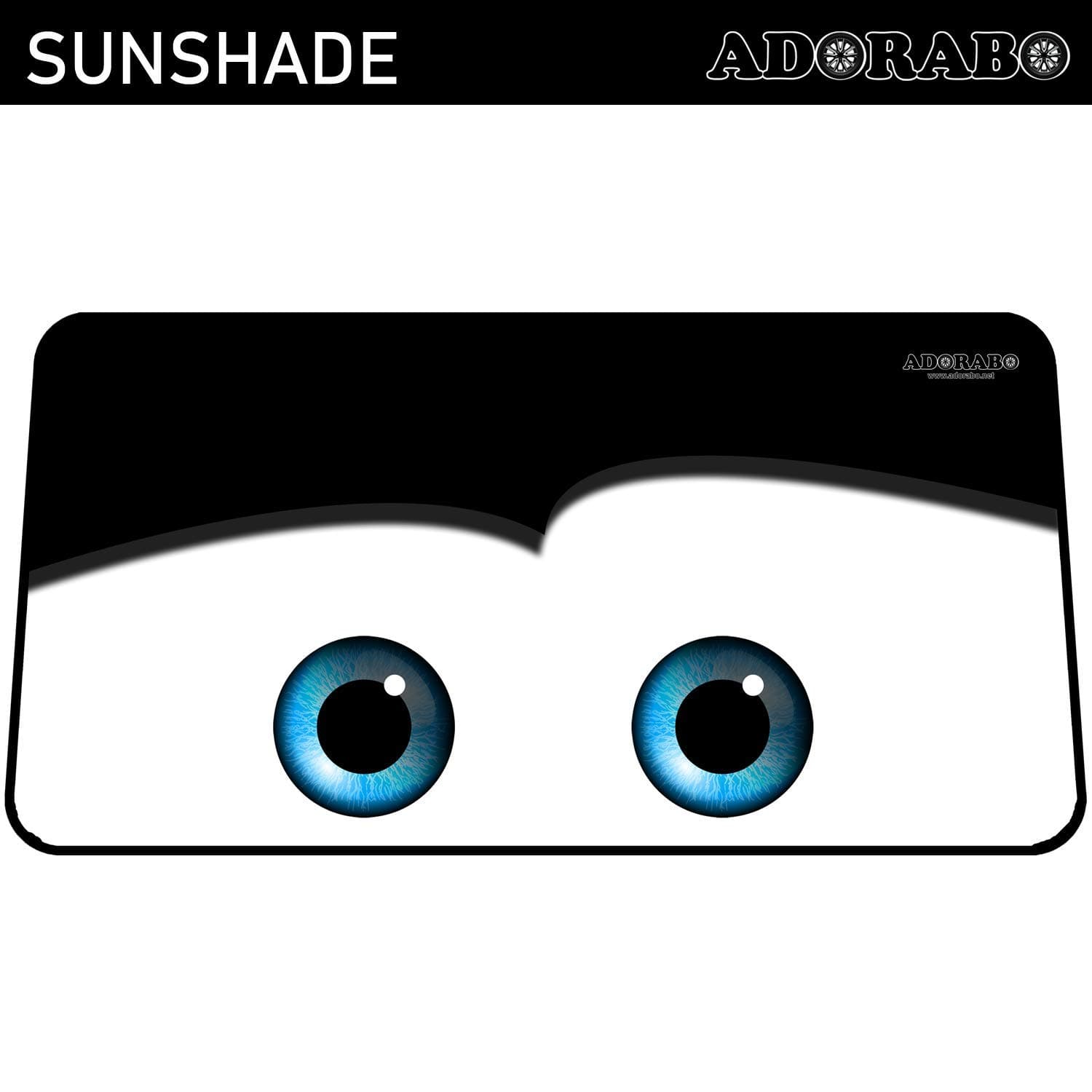 Car Windshield Sunshade 31.5” x 59” Funny Eye & Reversible Silver- Easy Pops Out & Folds Back - Coating for UV Ray Deflector- Reversible Heat Shield - for Cars Trucks Vans and SUVs (Black)