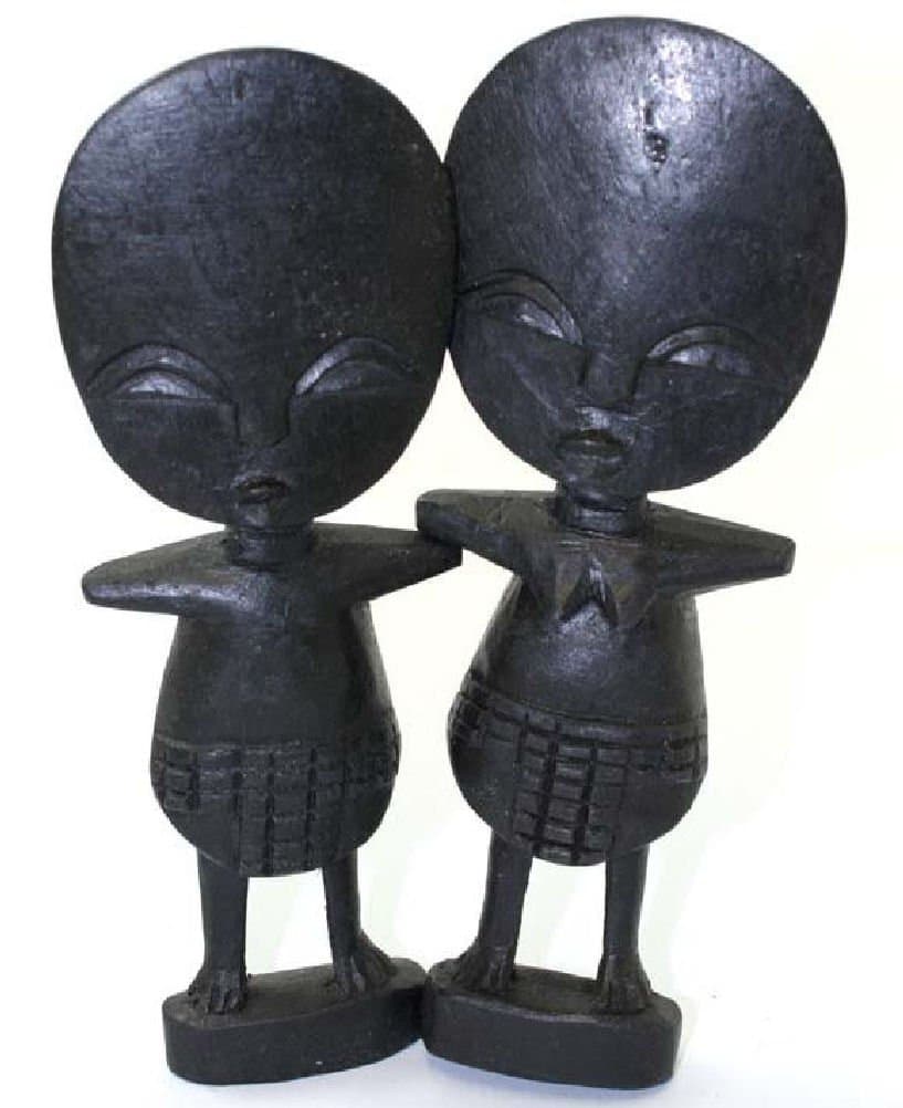 5" Wooden Wood Ashanti Fertility Dolls Idols - Set of 2 Figures