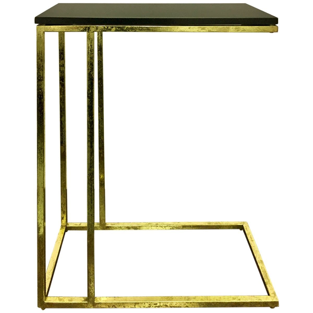 Marko End Marble Top, Square Accent Design, Living Room, Side, Tray, C Table-Gold Leafing